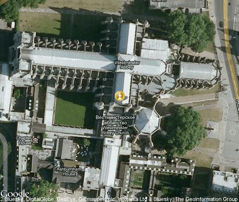 map: Poets' Corner in Westminster Abbey