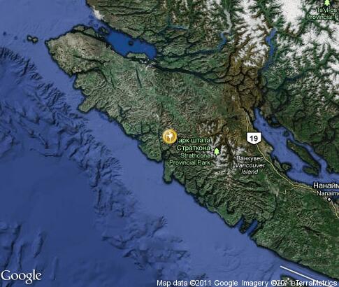 map: Flight over island Vancouver